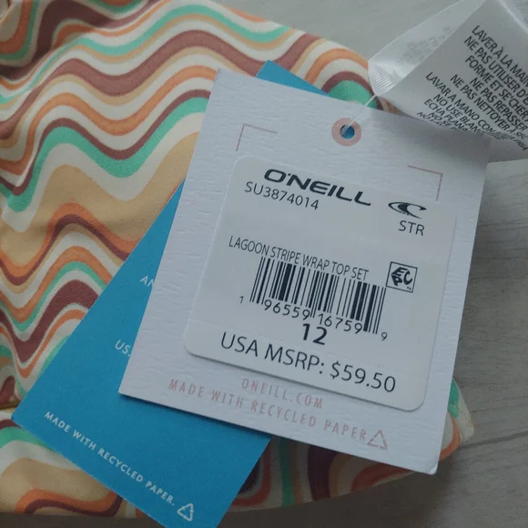 O'Neill NEW girls Lagoon Stripe Wrap Top Bikini Set